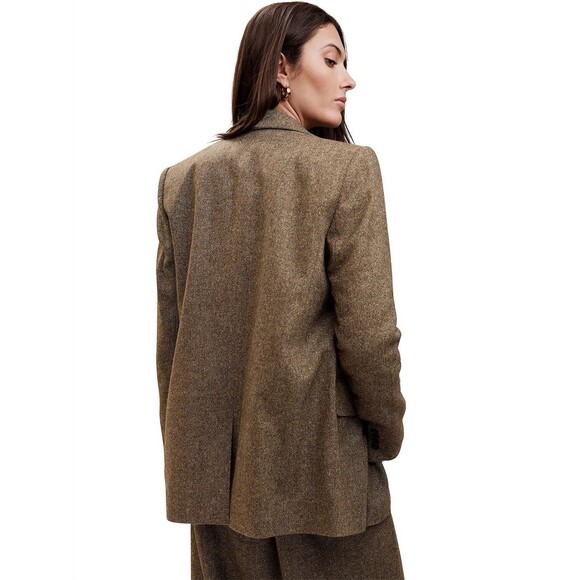 Banana Republic Remanso Donegal Blazer Brown Italian Wool Silk Blend Size 10 - Picture 8 of 12